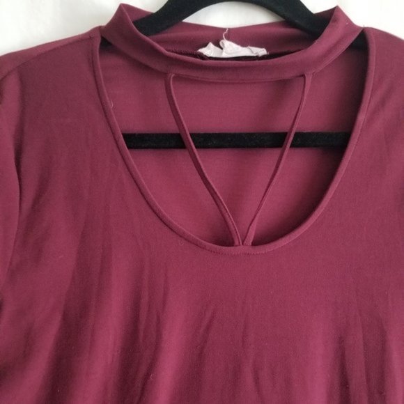 Pink Rose maroon short sleeve dress size M (109) - Picture 2 of 7